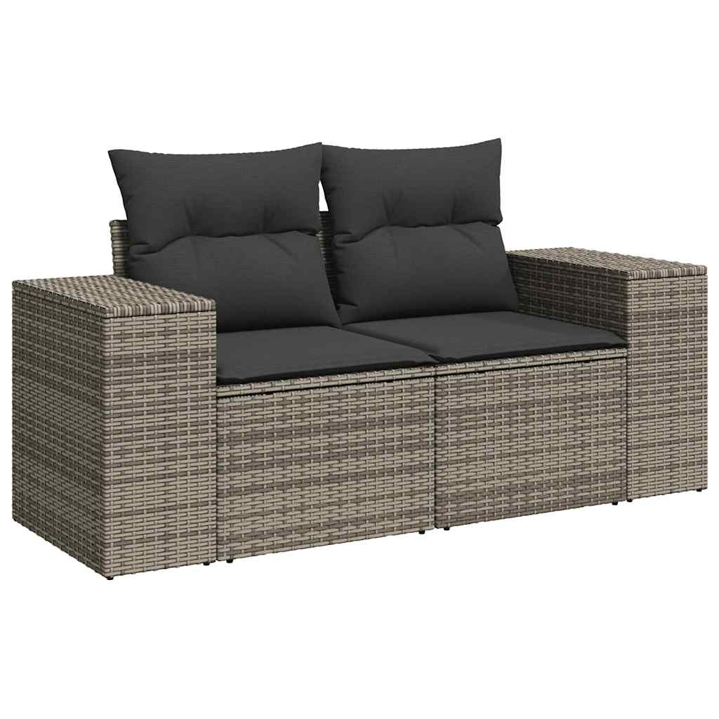 5-tlg. Garten-Sofagarnitur mit Kissen Schwarz Poly Rattan