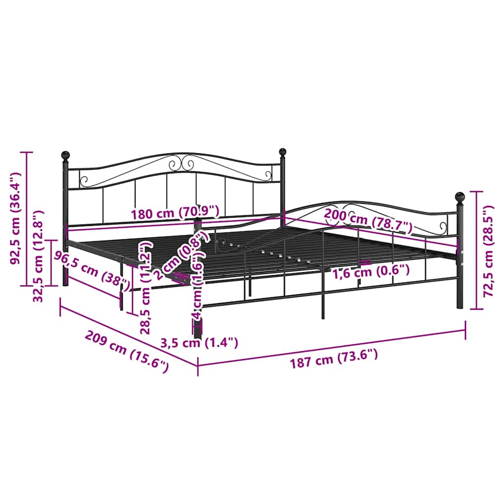 Bett Weiß Metall 120x200 cm