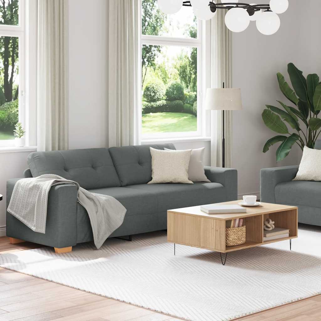 2-teiliges Sofa-Set mit Kissen, hellgrauer Stoff