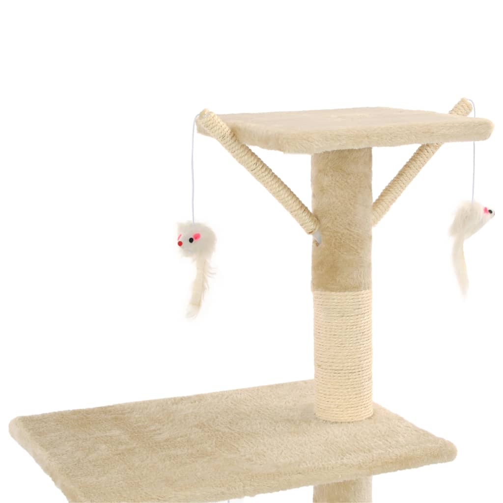 Katzen-Kratzbaum mit Sisal-Säulen 138 cm Grau