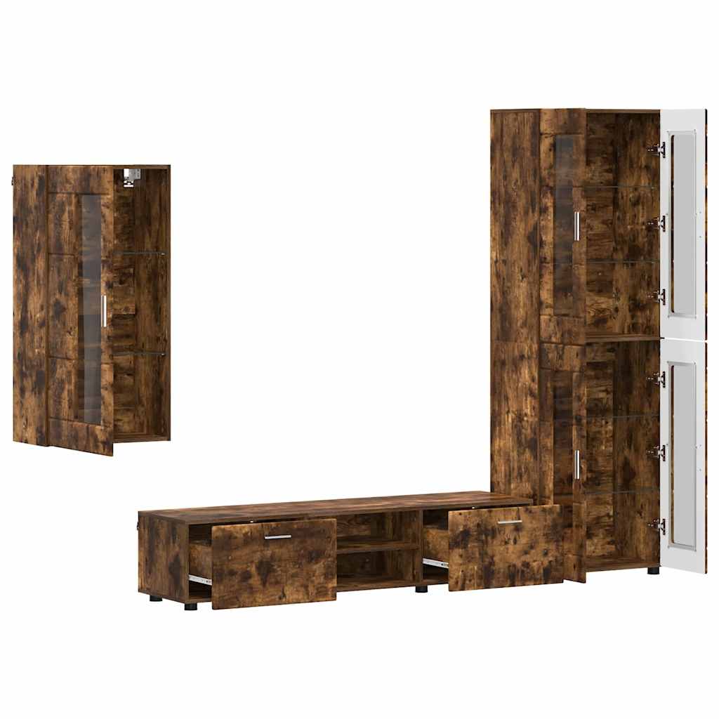 Highboard mit Regal FLORIN Weiß 60 x 35 x 182 cm Holzwerkstoff