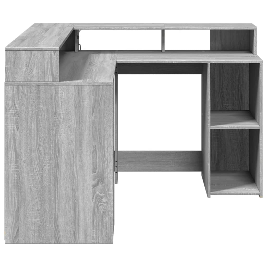 LED-Schreibtisch Weiß 130x130x91 cm Holzwerkstoff