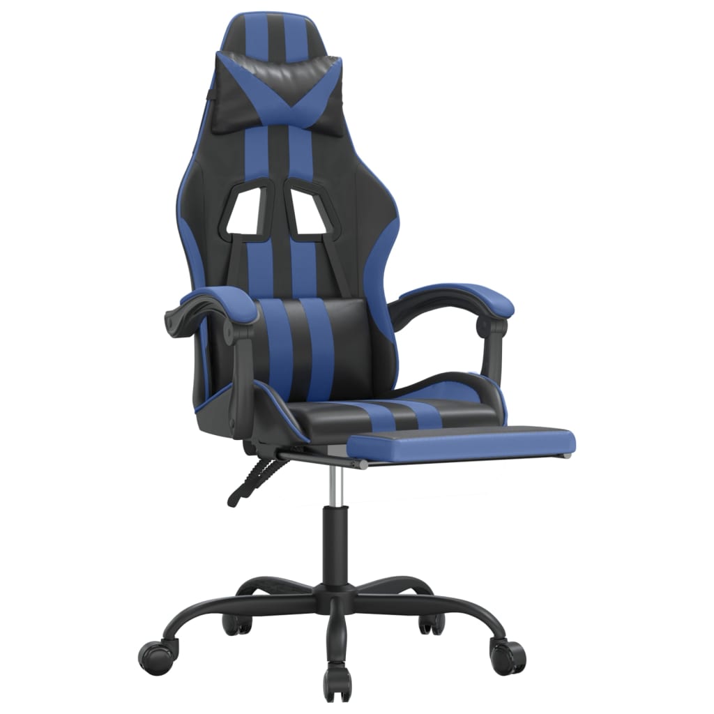 Gaming-Stuhl Drehbar Schwarz und Blau Kunstleder