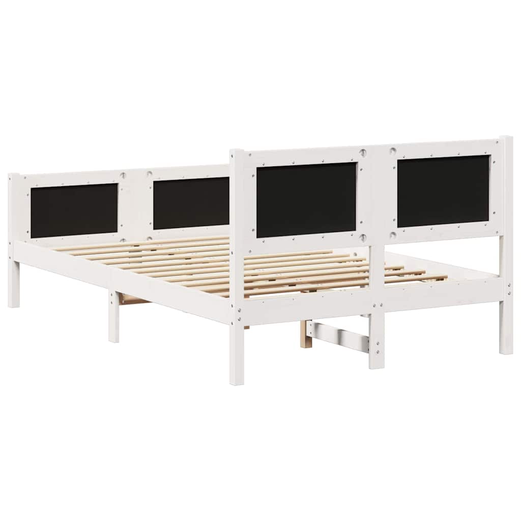 Bettgestell Braun und hellgrau 200 x 200 cm Massivholz Kiefer
