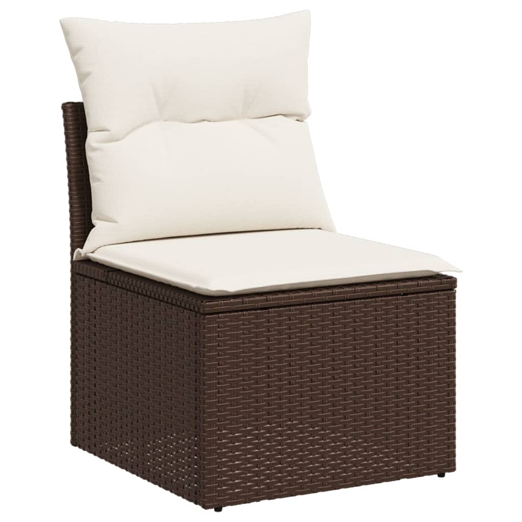 10-tlg. Garten-Sofagarnitur mit Kissen Schwarz Poly Rattan