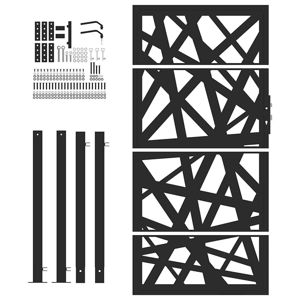 Gartentor Schwarz 100x100 cm Stahl Lichtdesign