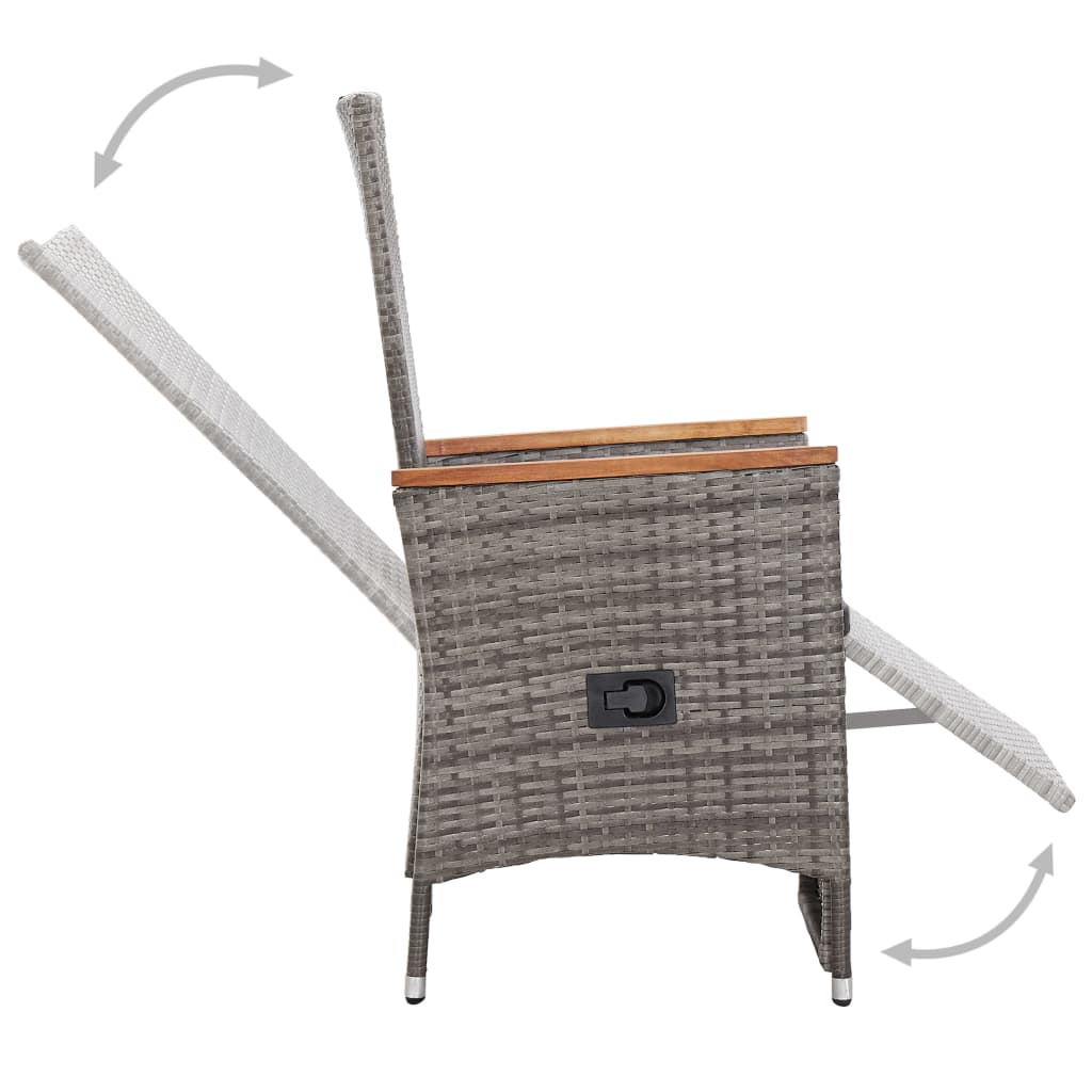Garten-Liegestühle mit Kissen 2 Stk. Grau Poly Rattan