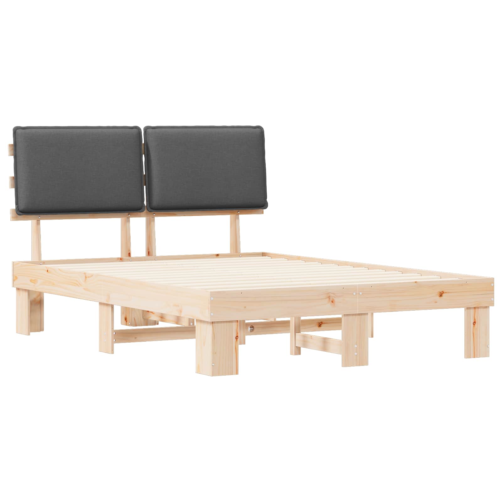 Bettgestell mit gepolstertem Kopfteil Hellgrau 200 x 200 cm