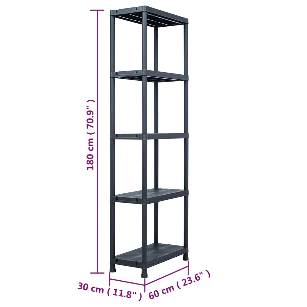 Lagerregale 2 Stk. Schwarz 60 x 30 x 138 cm Kunststoff