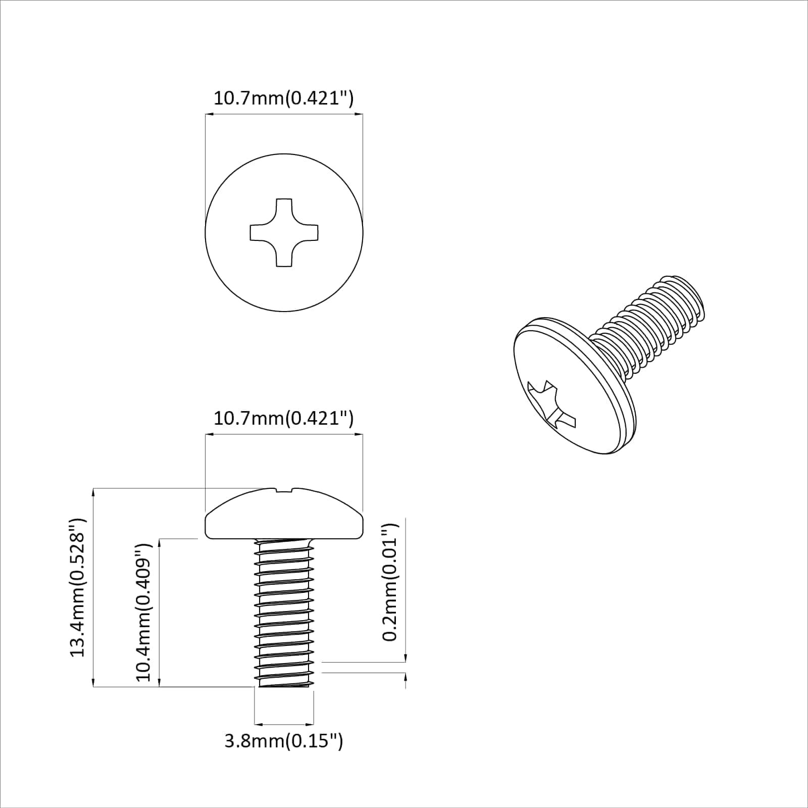 Hülsen Schrauben 2 pcs Schwarz M4 x 10 mm Stahl