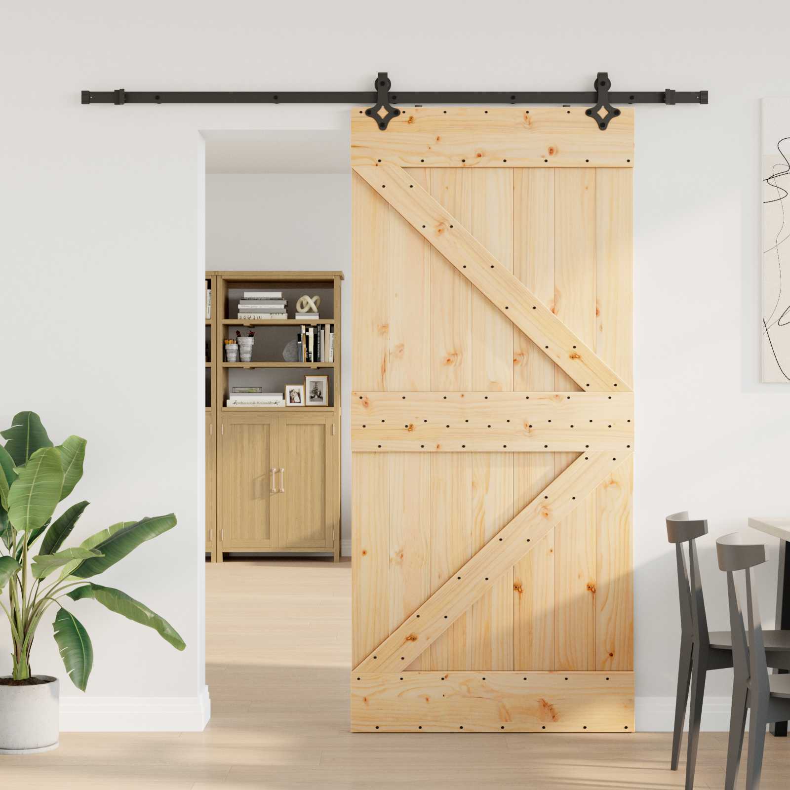 Schiebetür NARVIK Natürlich und Schwarz 70 x 210 cm (152,5 cm)