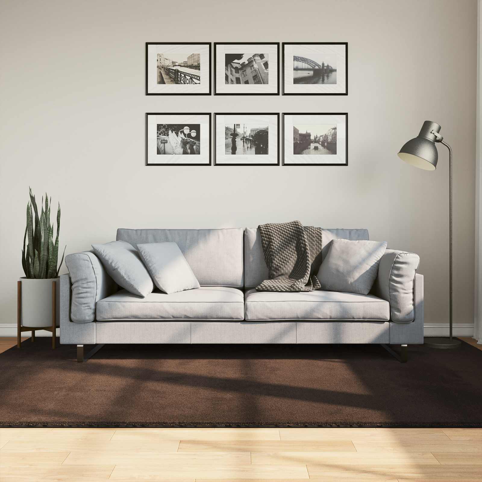 Teppich HUARTE Kurzflor Weich und Waschbar Anthrazit 60x110 cm