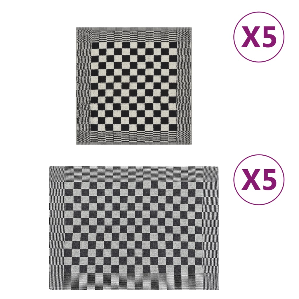 10-tlg. Handtuch-Set Schwarz und Grau Baumwolle