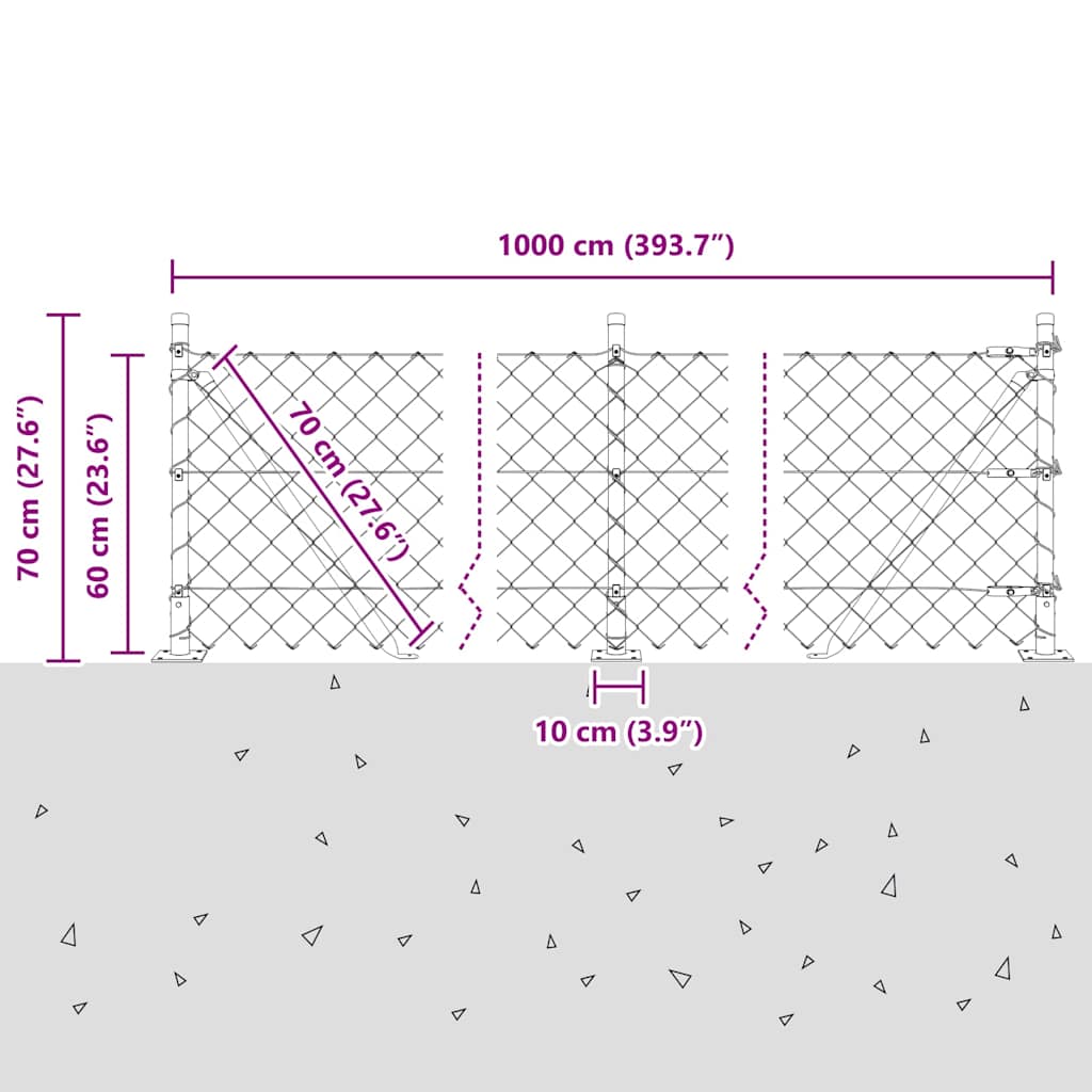Outdoor Kettenglied-Zaun Erdfixierung 10 x 0,4 m Grün Netz