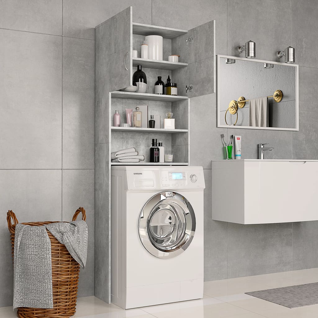 Waschmaschinenschrank Weiß 64x25,5x190 cm Holzwerkstoff