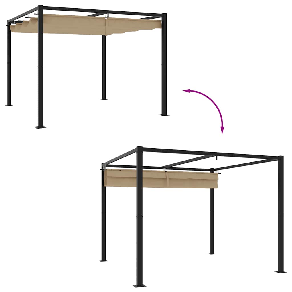 Pavillon mit Netzwände Creme 3x3 m Stahl