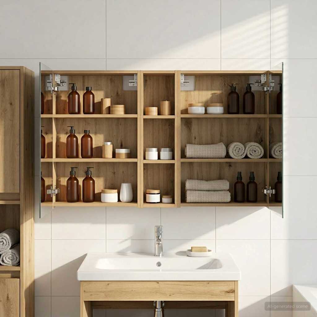Badezimmerschrank-Set 3 pcs 80 x 10,5 x 50 cm Holzwerkstoff