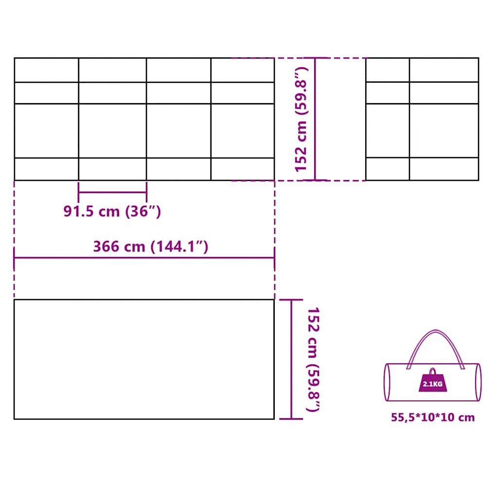 Camping-Windschutz Grün 510x153 cm Wasserdicht