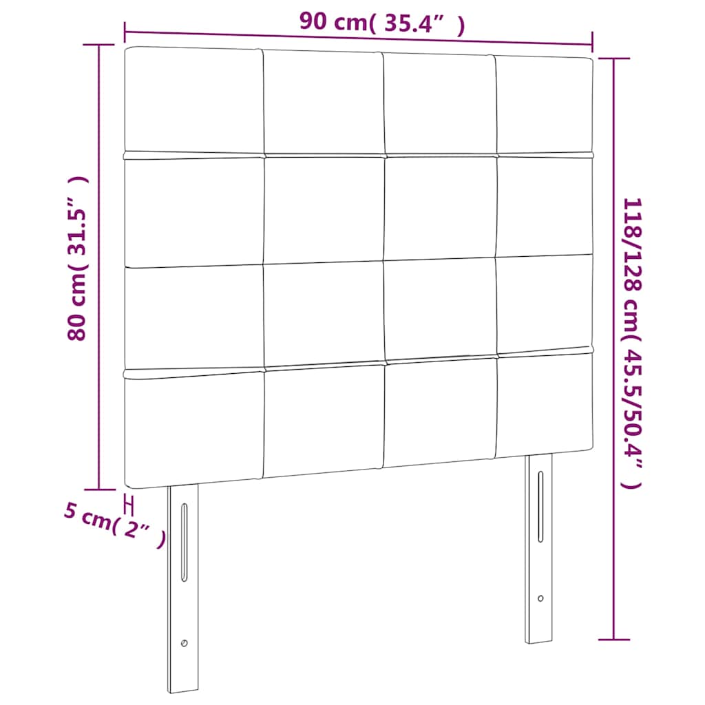 Kopfteil Hellgrau 80x5x118/128 cm Samt