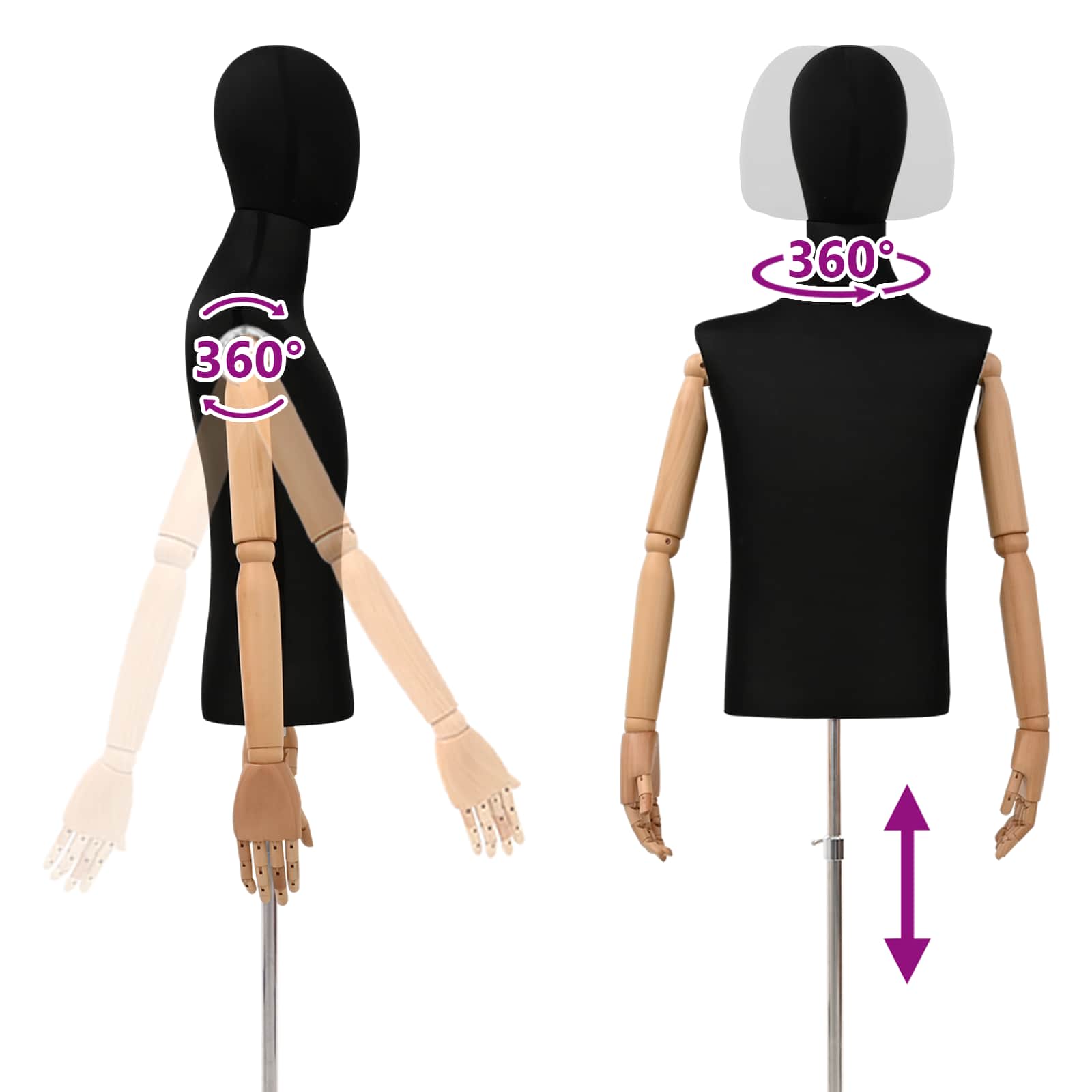 Verstellbare Mannequin 165-213 cm mit Fuß Weiblich PP Weiß