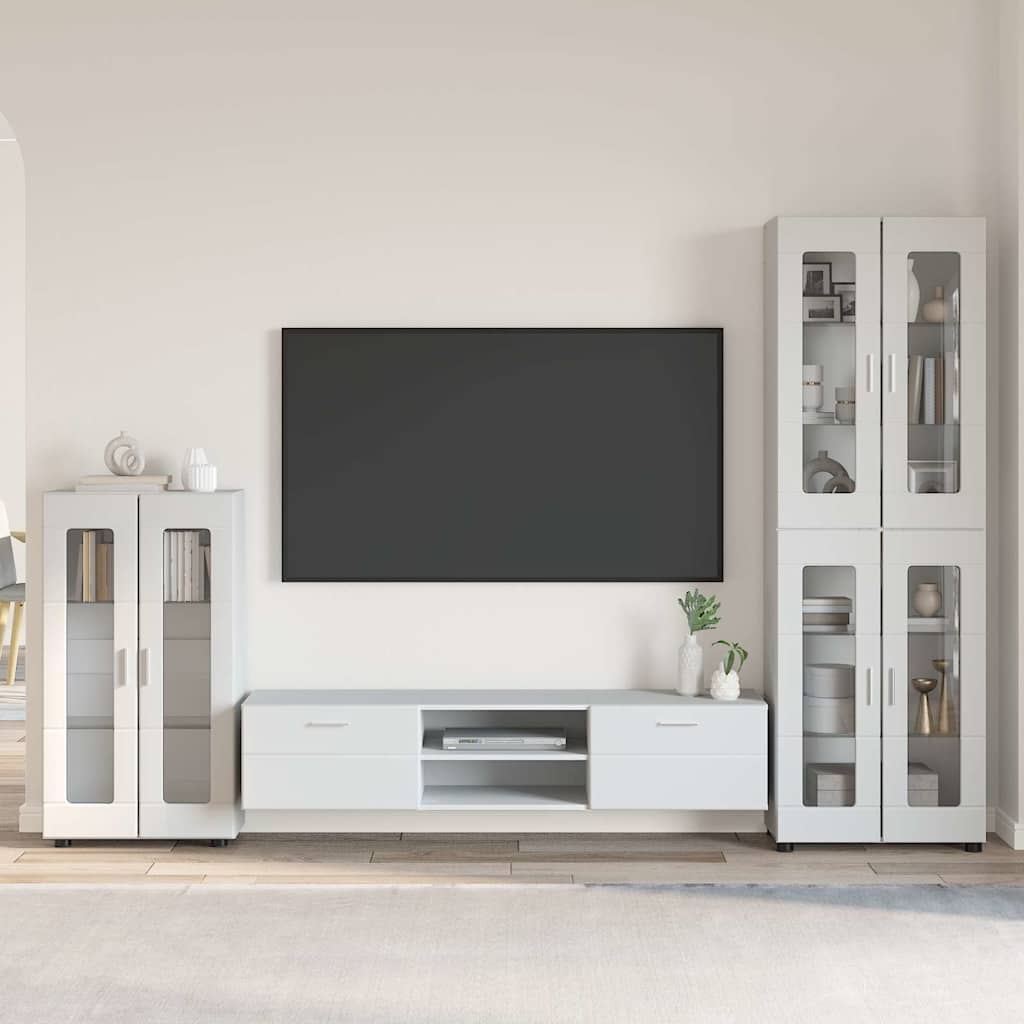 Highboard mit Regal FLORIN Weiß 60 x 35 x 182 cm Holzwerkstoff