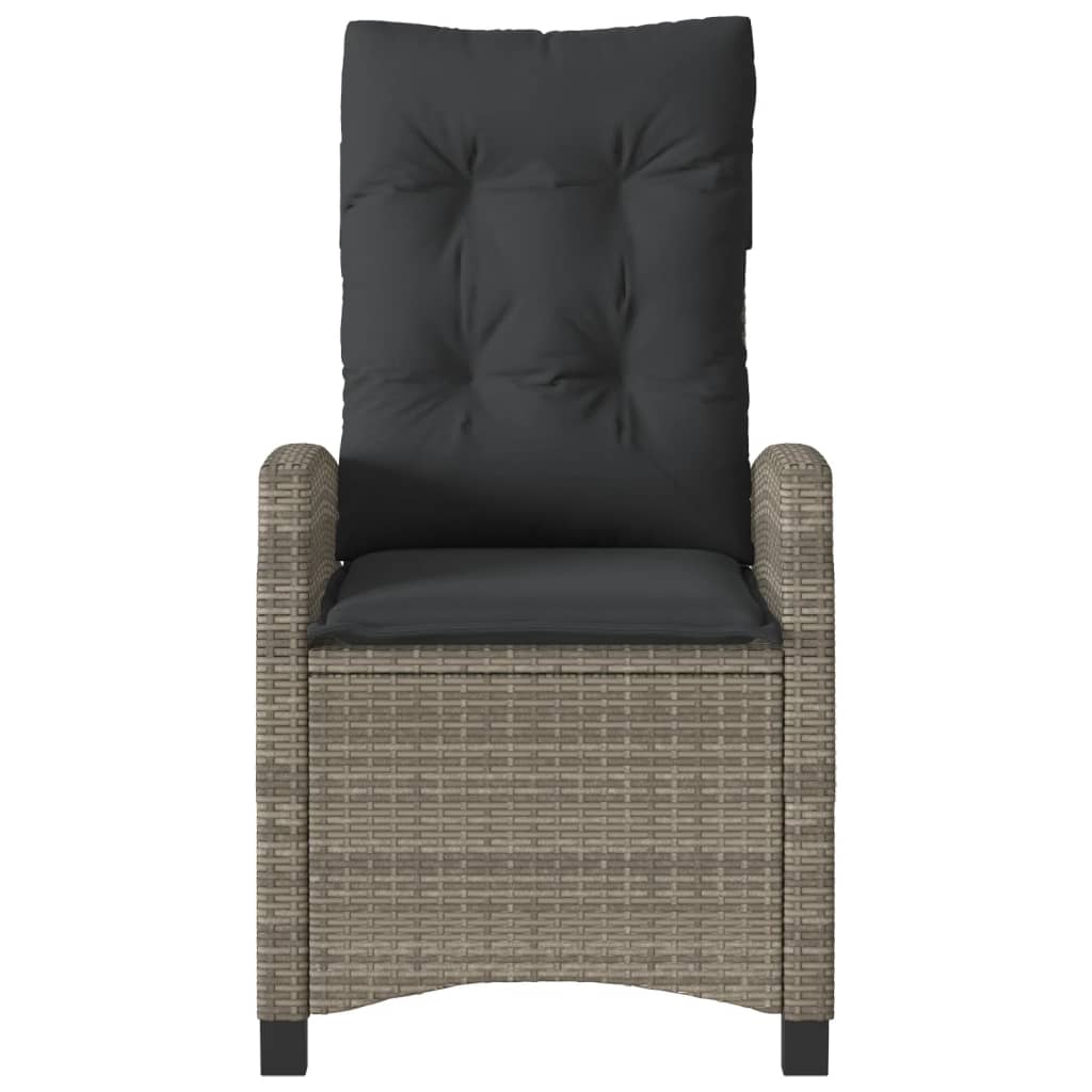 Gartensessel Verstellbar mit Kissen Schwarz Poly Rattan
