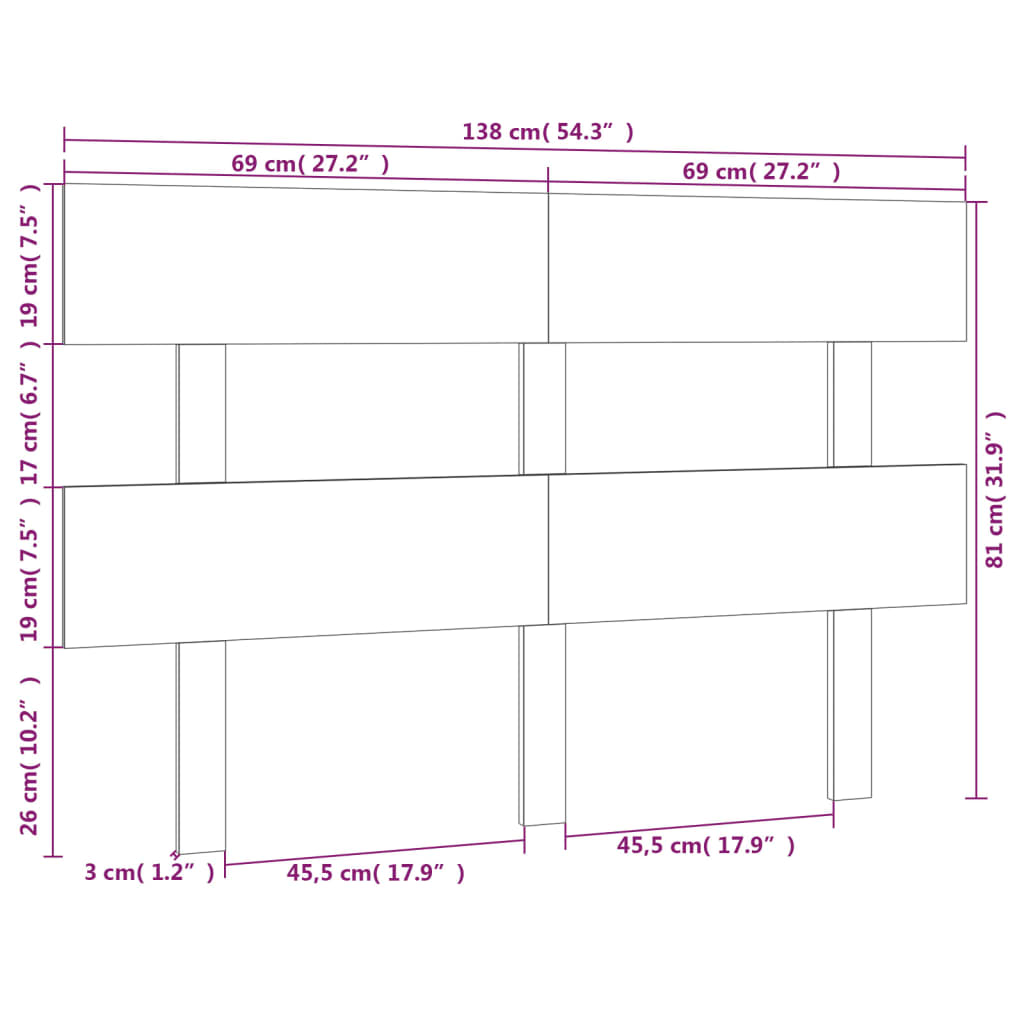 Bett-Kopfteil 78,5x3x81 cm Massivholz Kiefer
