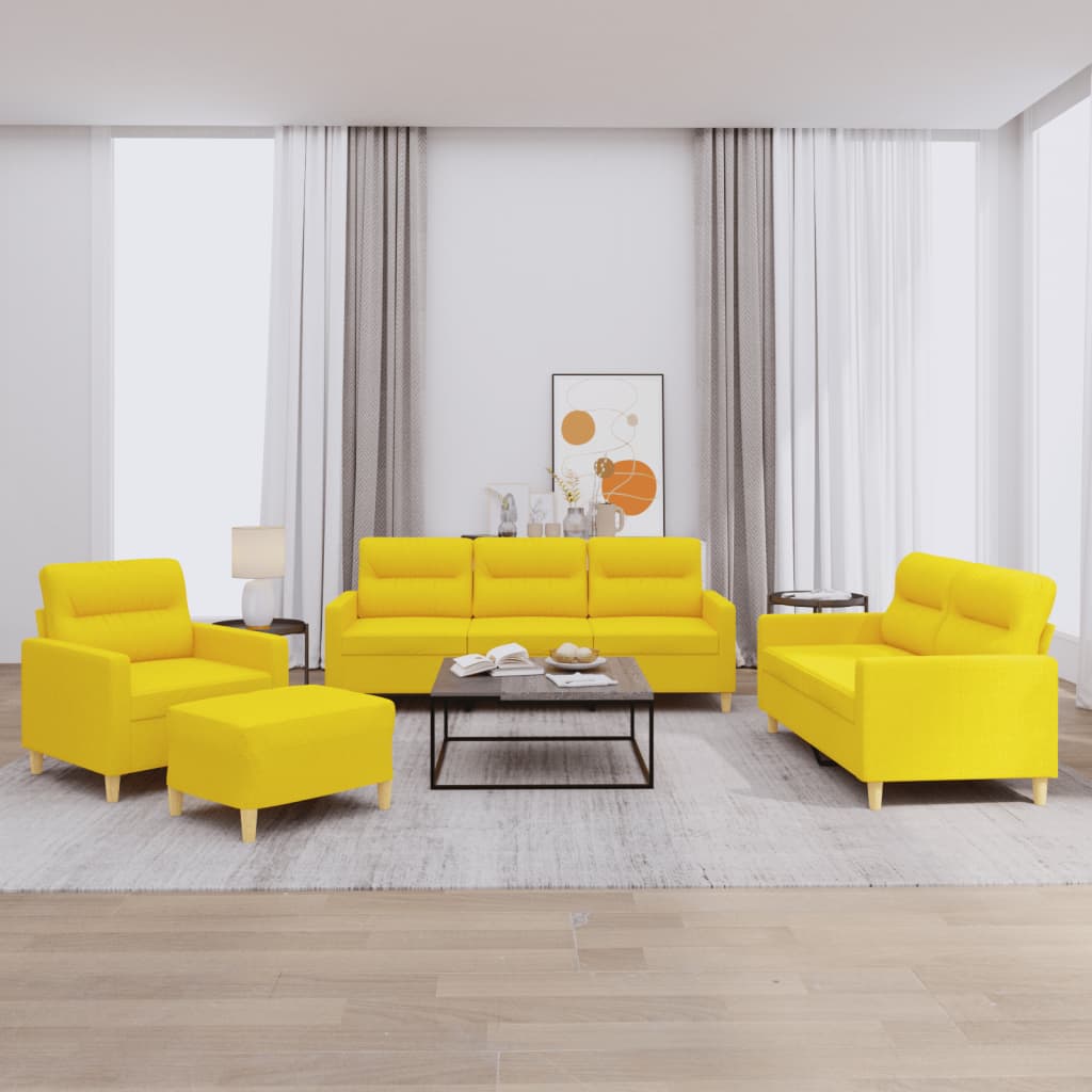 4-tlg. Sofagarnitur mit Kissen Taupe Stoff