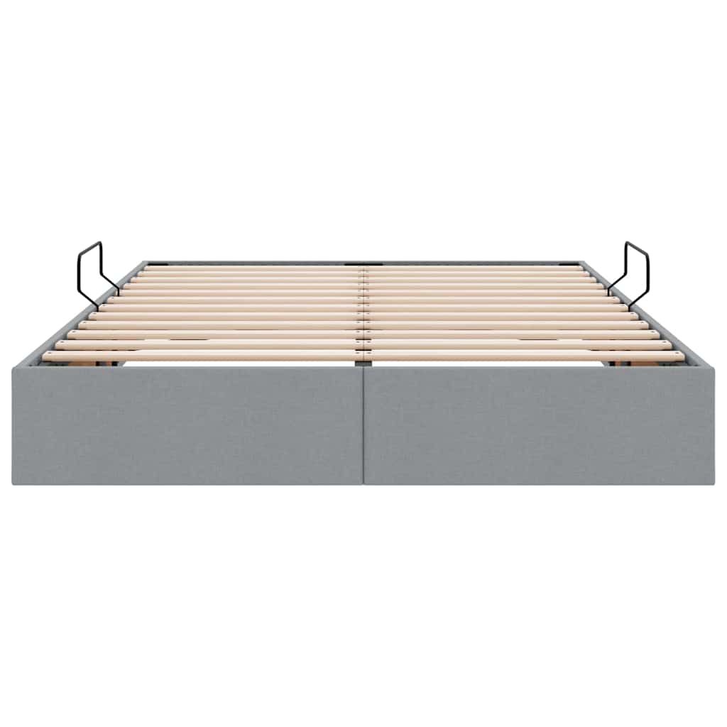Aufbewahrungsbett mit Kopfteil Hellgrau 90 x 190 cm Stoff