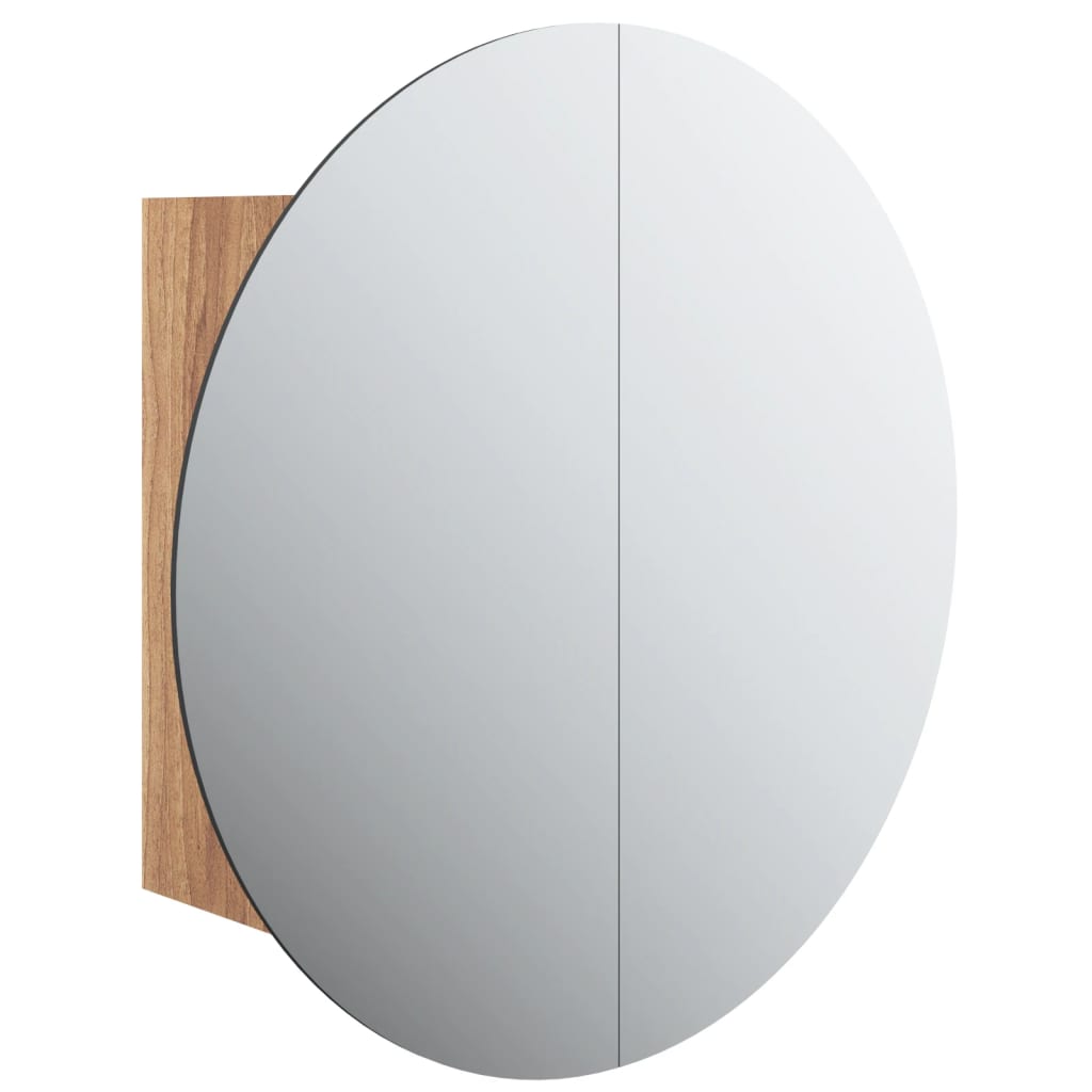 Badezimmerschrank mit Rundem Spiegel & LED Weiß 40x40x17,5 cm