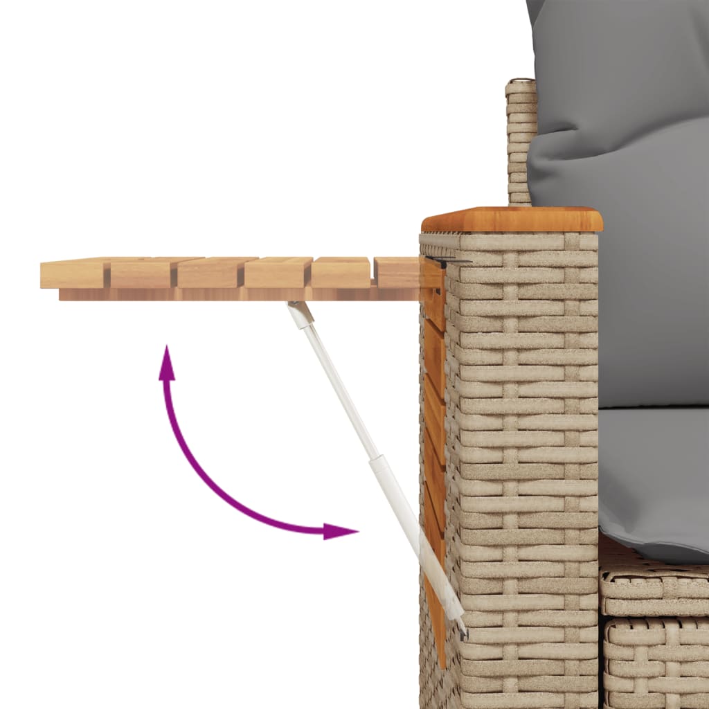 10-tlg. Garten-Sofagarnitur mit Kissen Schwarz Poly Rattan