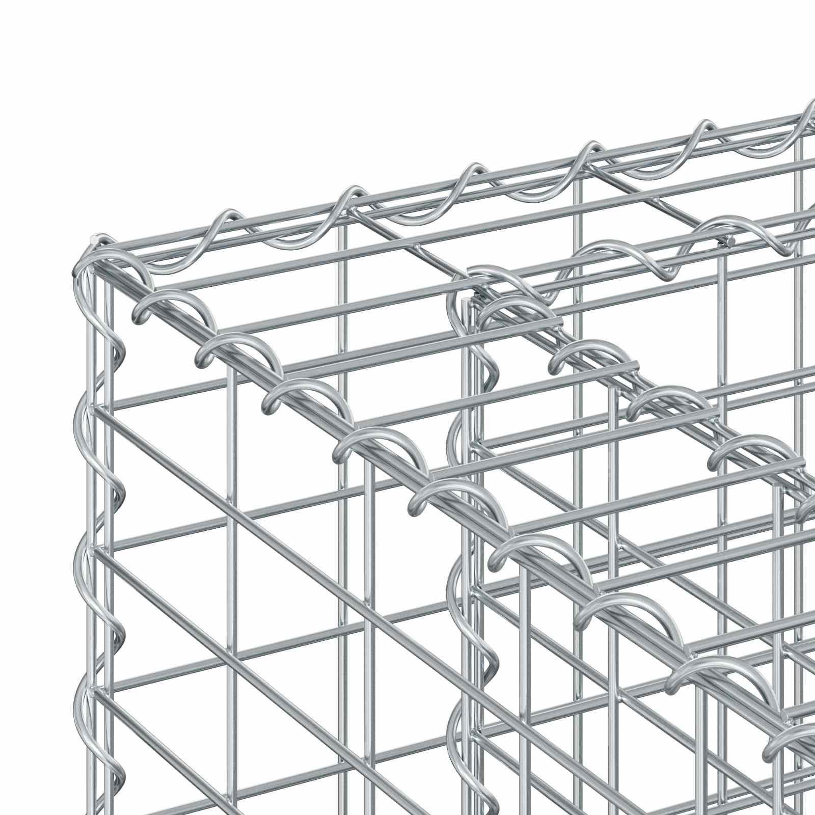 Gabionen Hochbeet 2 pcs Silber 260 x 60 x 55 cm
