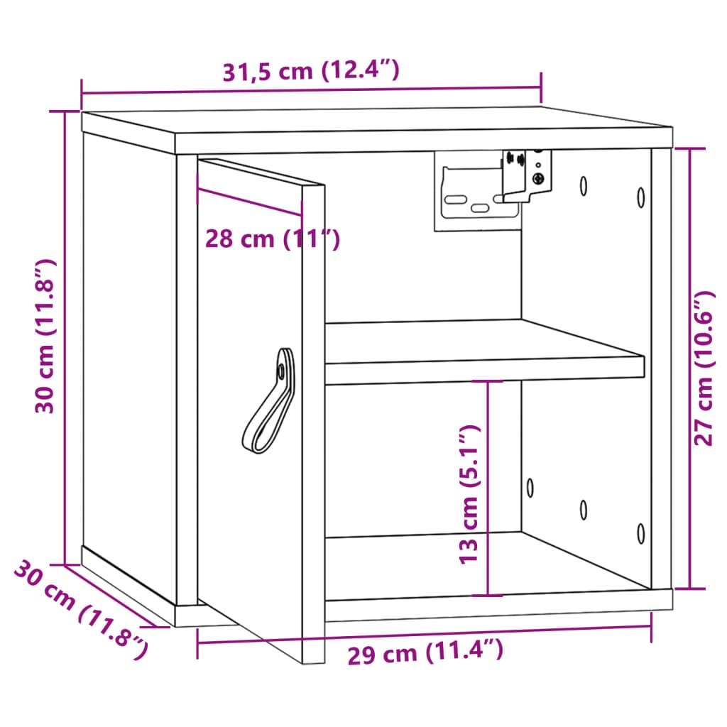 Wandschrank 31,5x30x30 cm Massivholz Kiefer