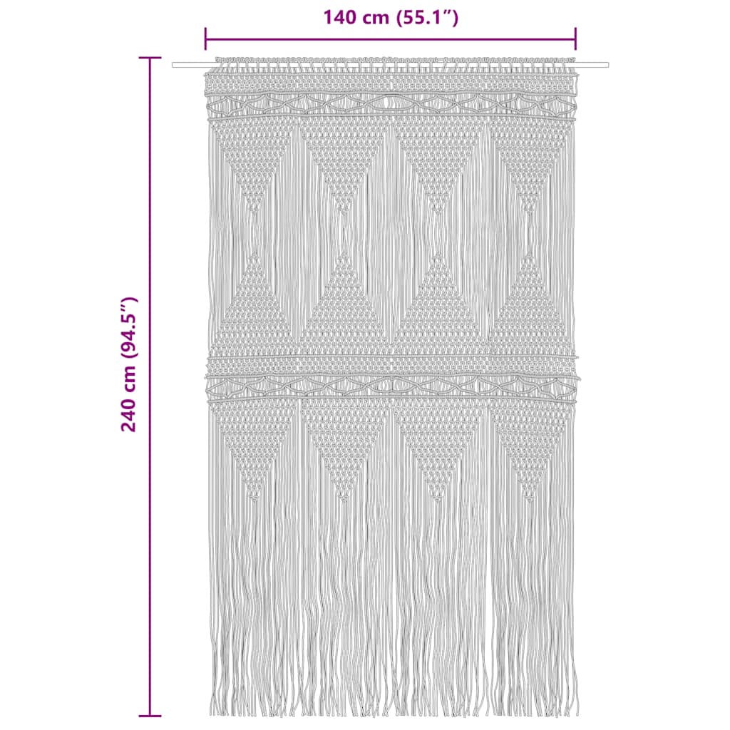 Makramee Vorhang 140x240 cm Baumwolle