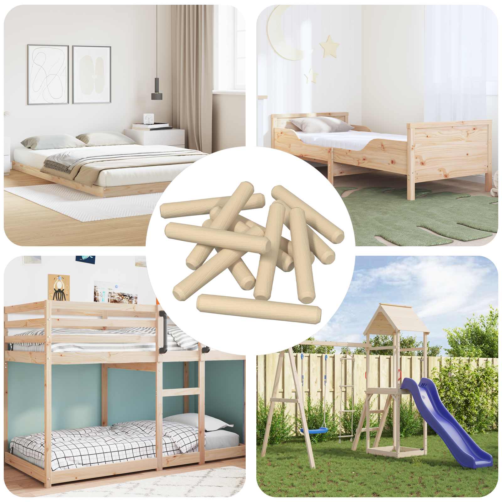 Holzdübel 2 pcs Natur Ø 6 x 40 mm Massivholz