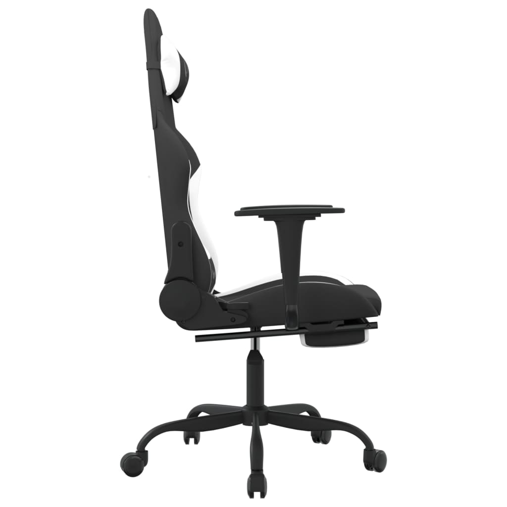 Gaming-Stuhl mit Massagefunktion Schwarz und Creme Stoff