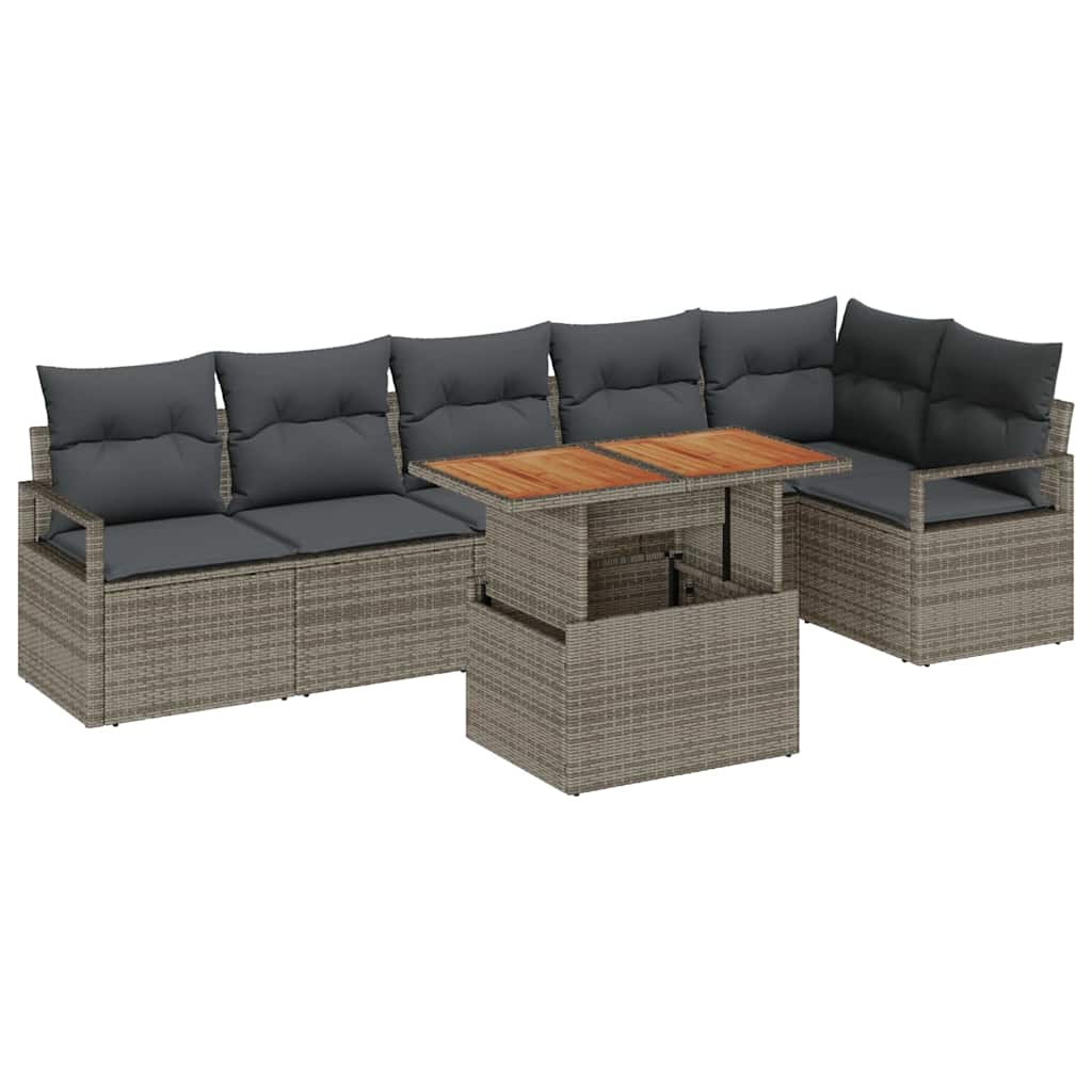 Garten Essgruppe mit Kissen 7 pcs Schwarz und Creme