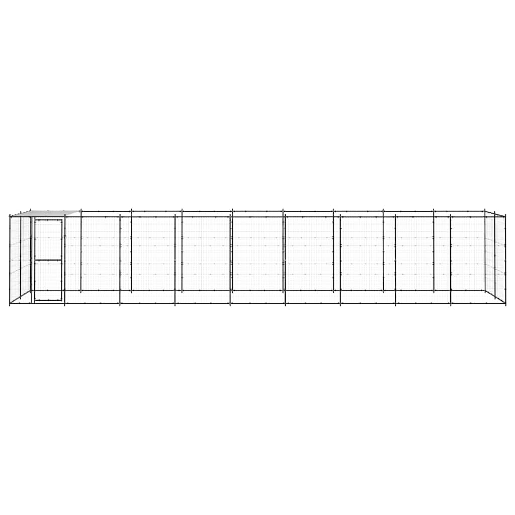Outdoor-Hundezwinger mit Überdachung Stahl 7,26 m²