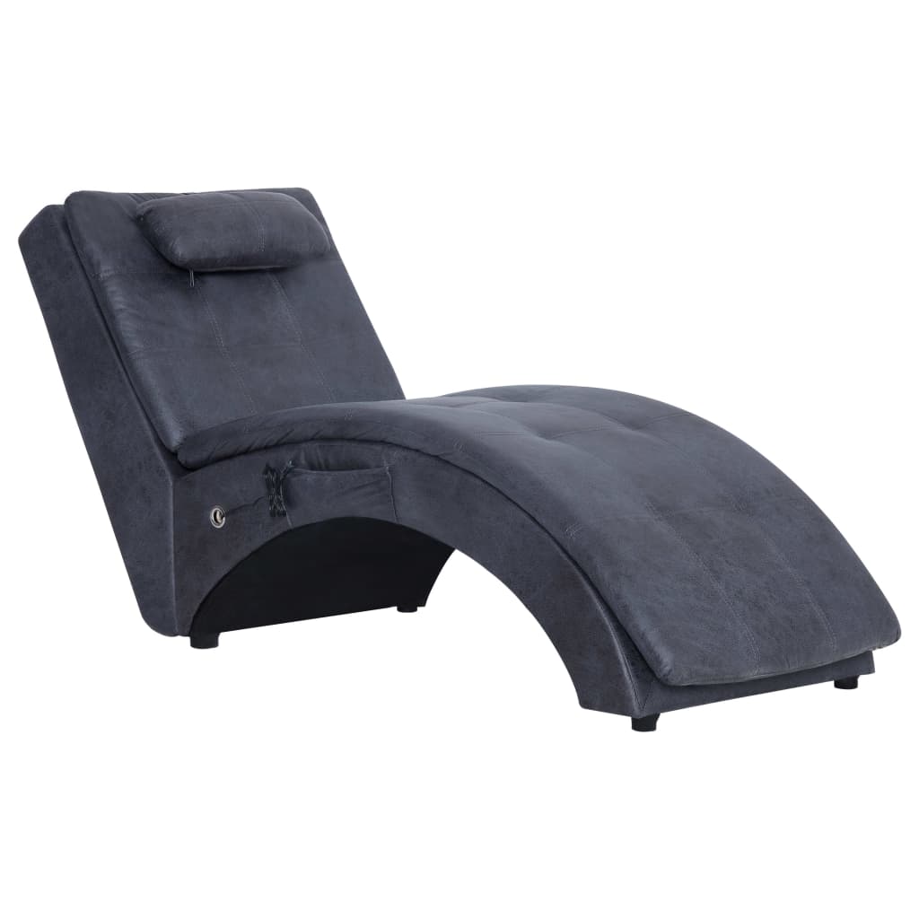 Massage Chaiselongue mit Kissen Braun Wildleder-Optik
