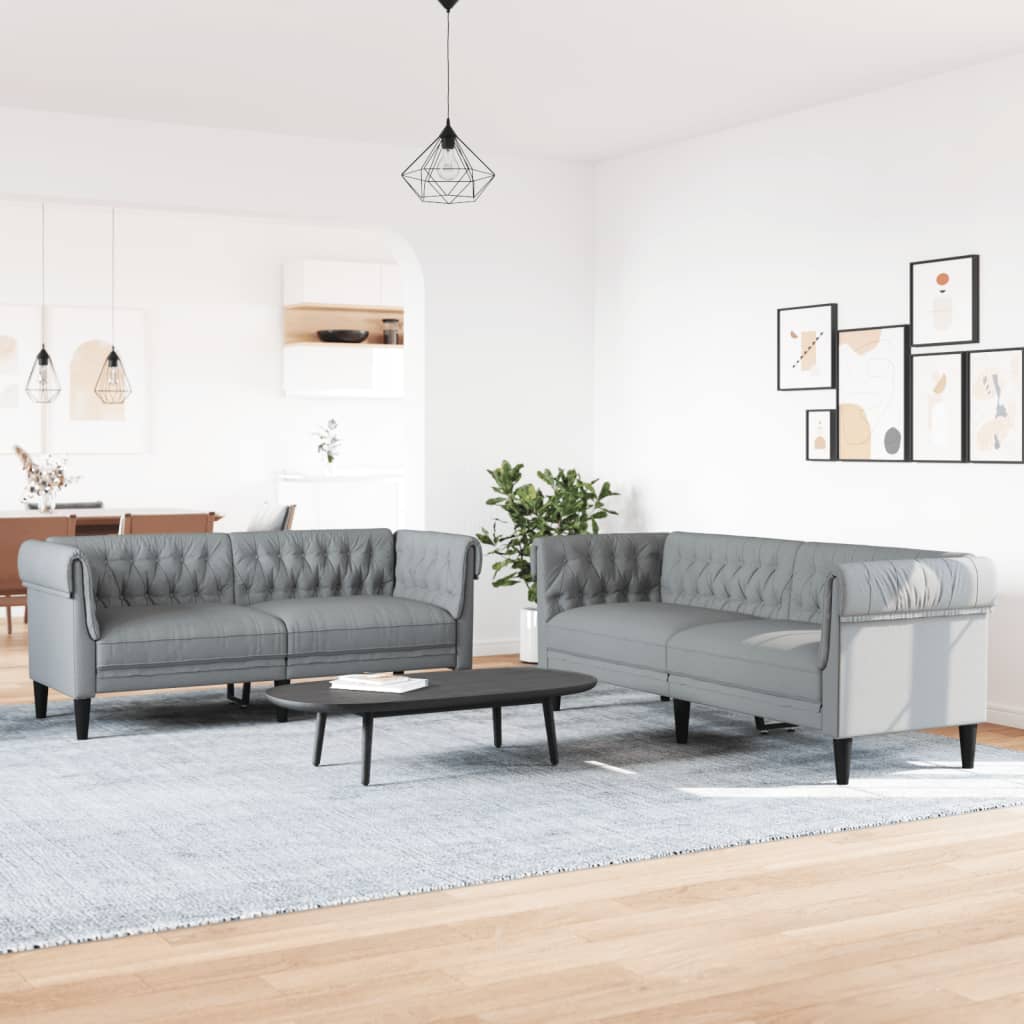 3-tlg. Sofagarnitur Hellgrau Stoff