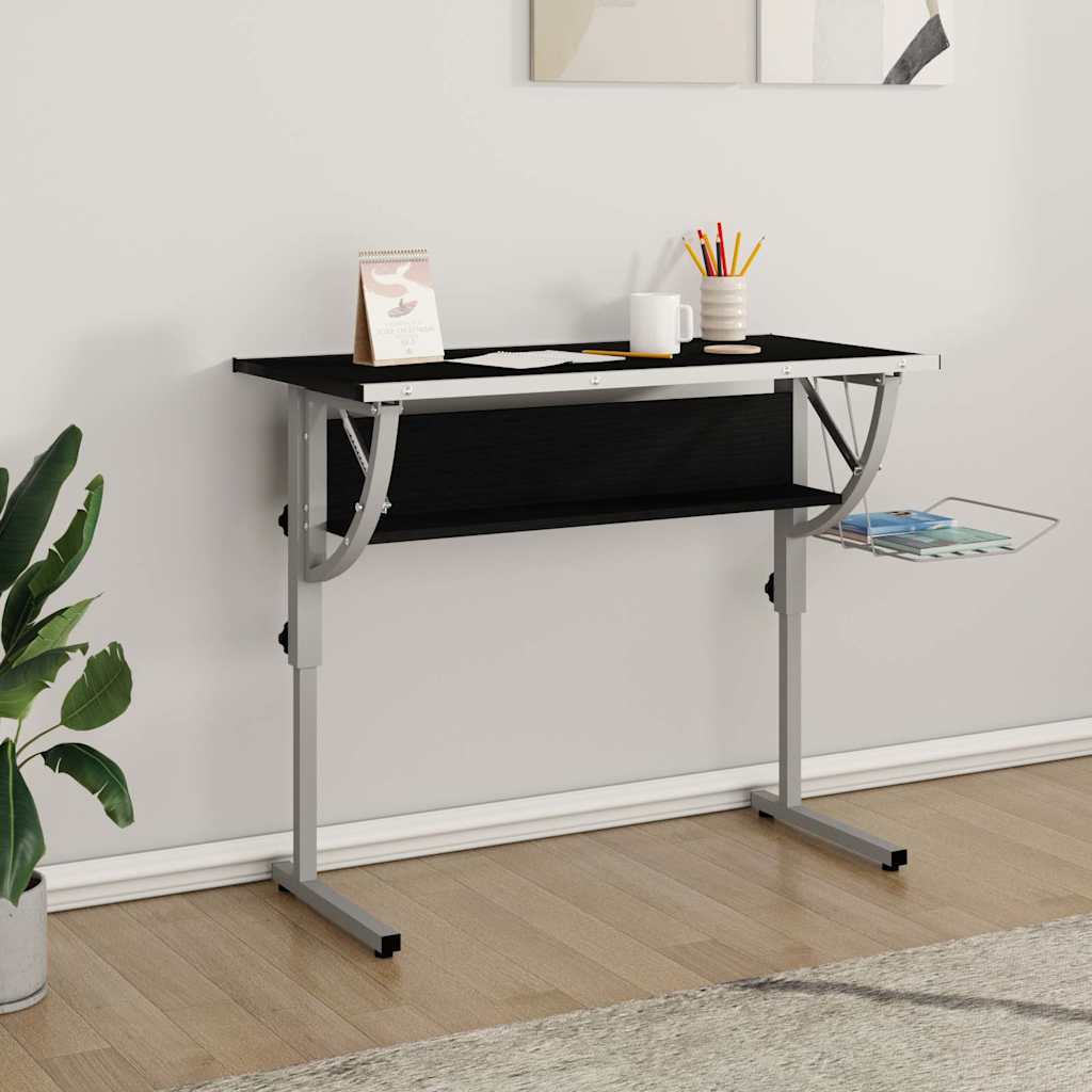 Basteltisch Weiß & Grau 110x53x(58-87) cm Holzwerkstoff & Stahl
