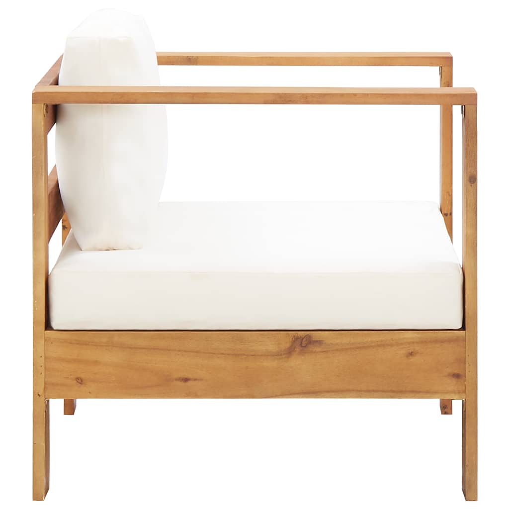 2-tlg. Garten-Lounge-Set mit Cremeweißen Kissen Akazienholz