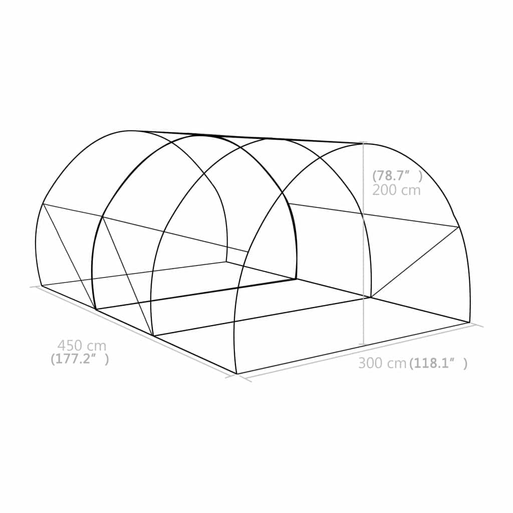 Gewächshaus 4,5 m² 300x150x200 cm