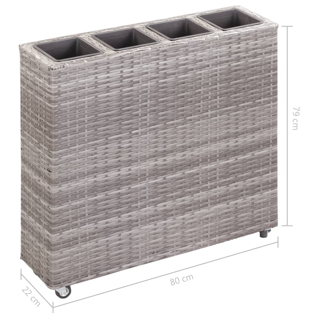 Garten-Hochbeet mit 4 Töpfen 80x22x79 cm Poly-Rattan Schwarz