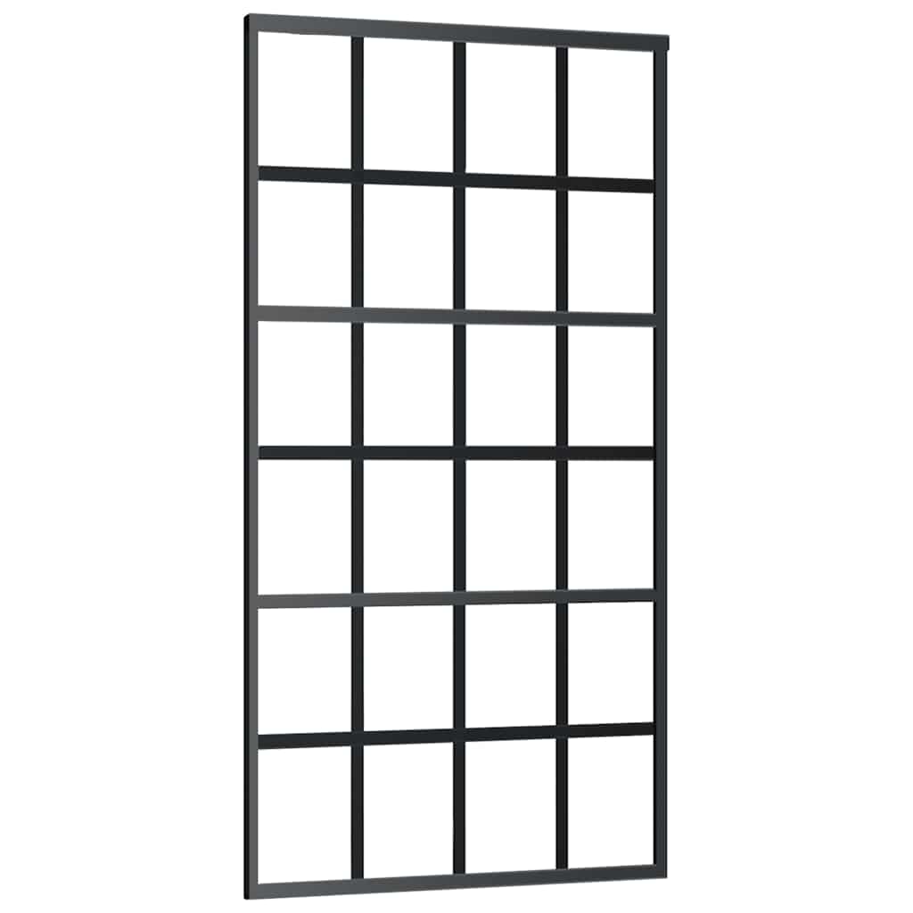 Schiebetür mit Beschlag Schwarz 76x205 cm ESG-Glas