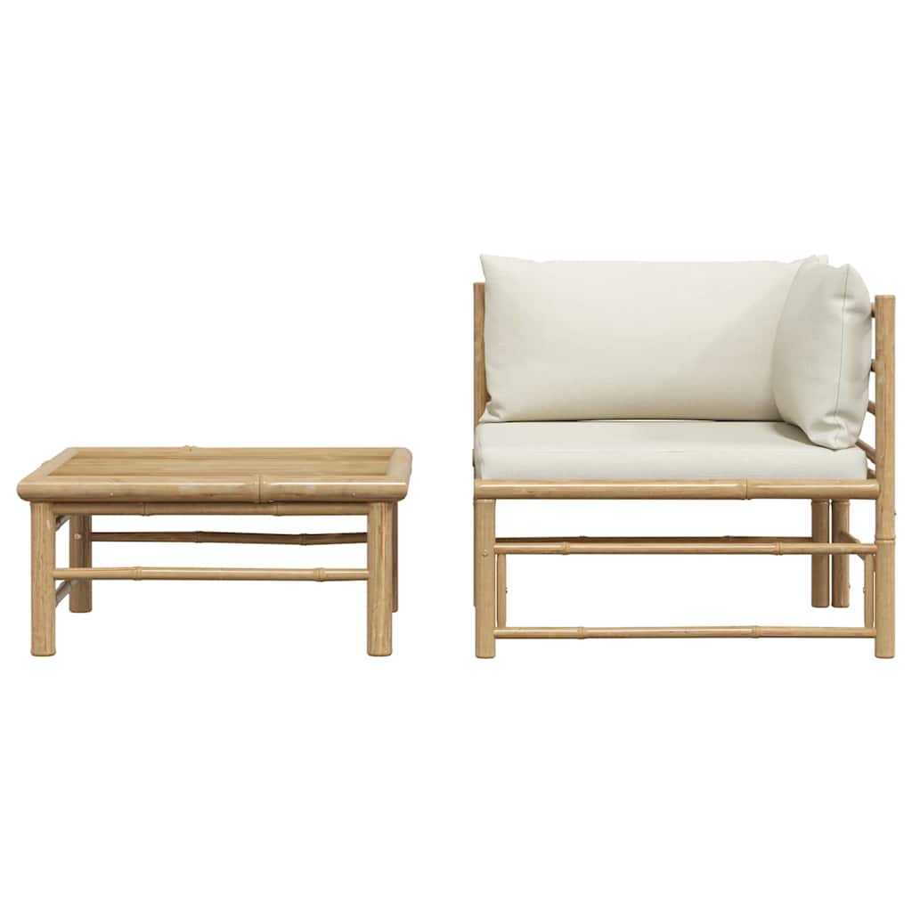 3-tlg. Garten-Lounge-Set mit Kissen Bambus