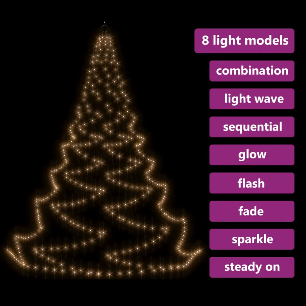 Weihnachtsbaum an der Wand mit Metallhaken 260 LED Blau 3 m
