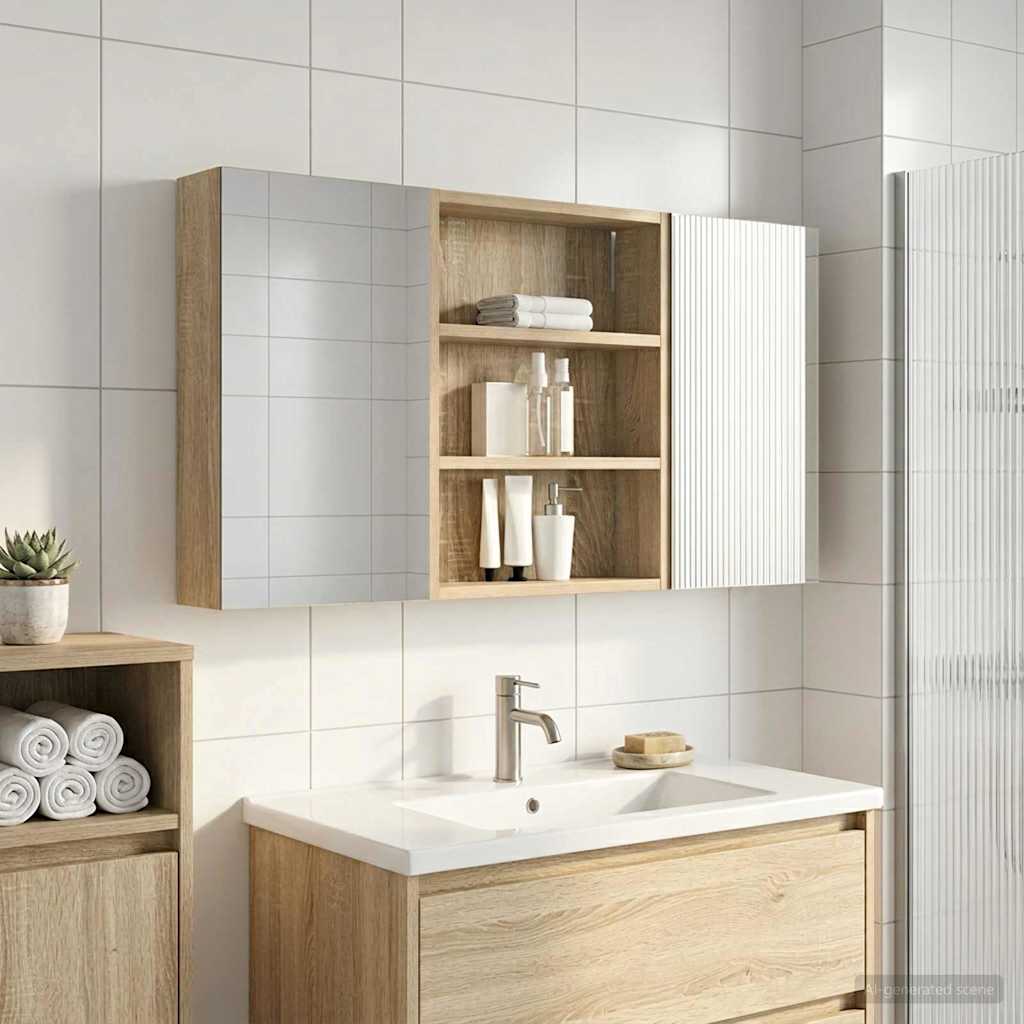 Badezimmerschrank-Set 3 pcs 80 x 10,5 x 50 cm Holzwerkstoff