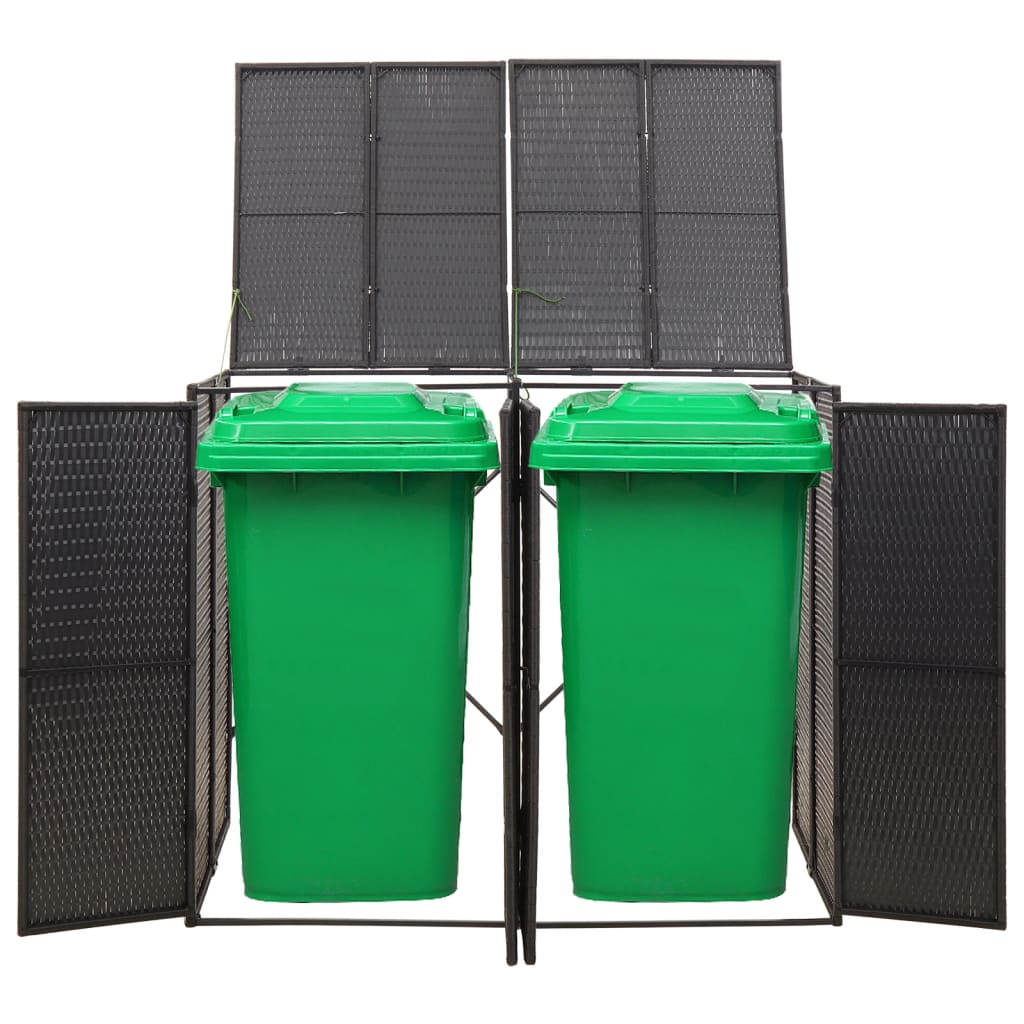 Mülltonnenbox für 1 Tonne Schwarz 70x80x117 cm Poly Rattan