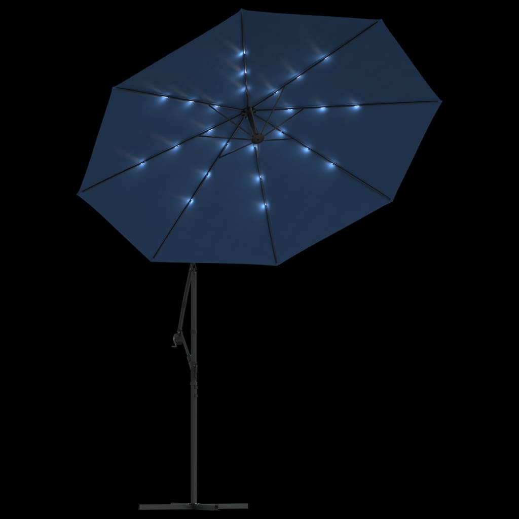 Ampelschirm mit LED-Beleuchtung und Stahl-Mast Weinrot